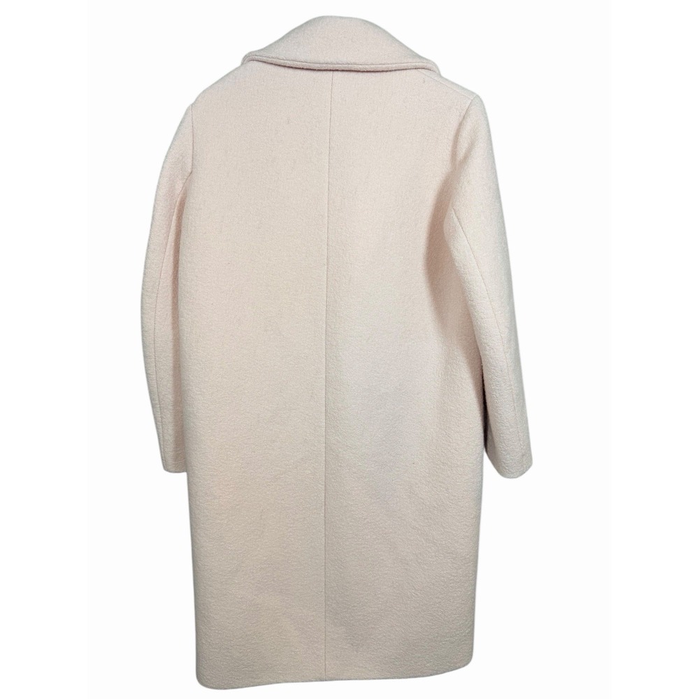 Maje Paris 36/4 Pink Wool Coat Boucle Long Jacket Minimalist Soft Blush Lined - Picture 10 of 16